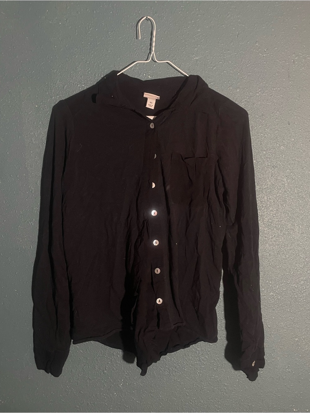 AND Black Button-Front Hooded Shirt